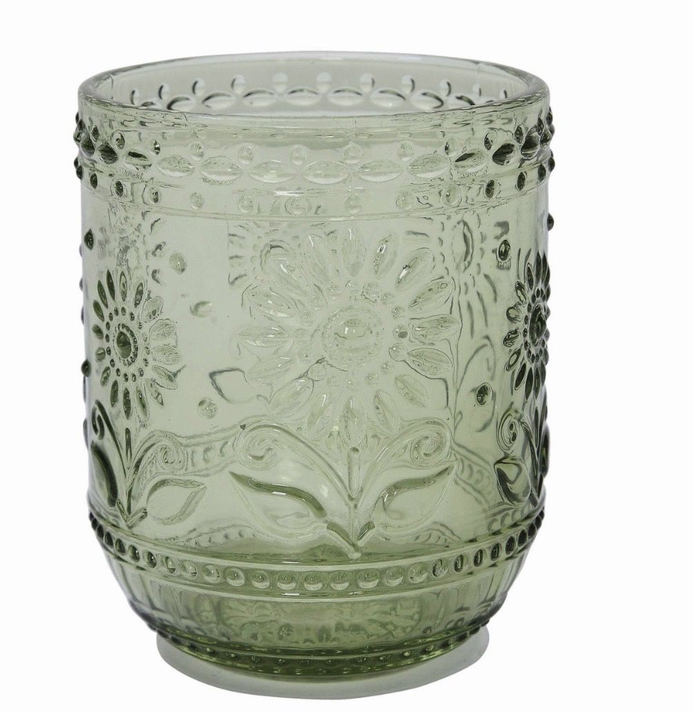 Embossed Drinking Glass - Green