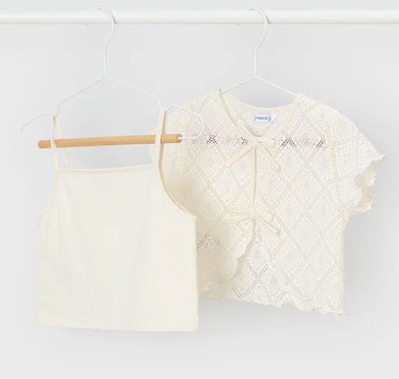 Crochet 2 Piece Set, Color: Off White, Size: 2T