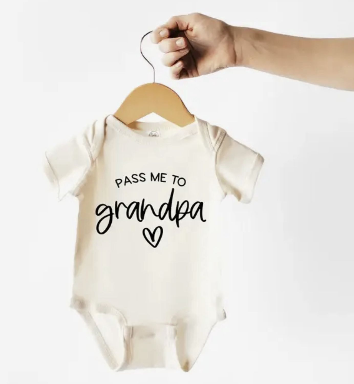 Pass Me To Grandpa, Color: Cream, Size: 0-3M