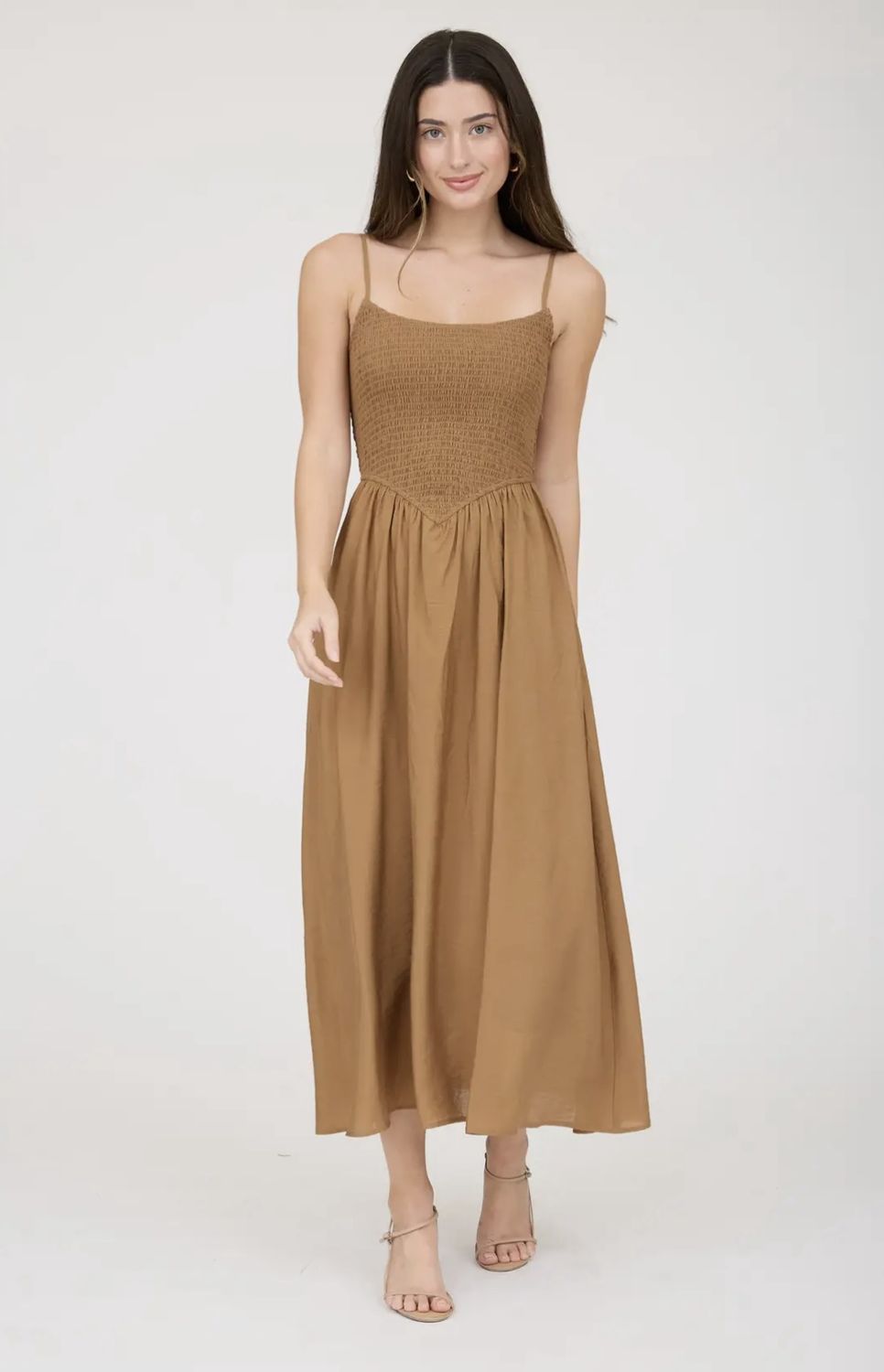 Sammy Midi Dress, Color: Brown, Size: Small