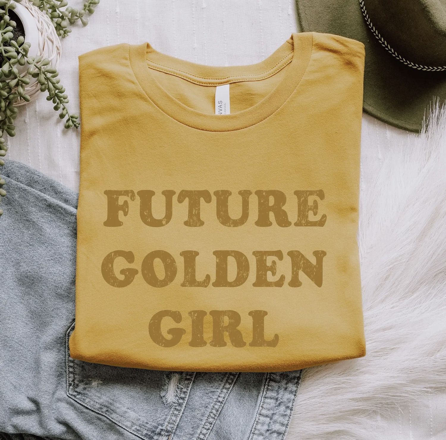 Future Golden Girl Tee, Color: Mustard, Size: Small