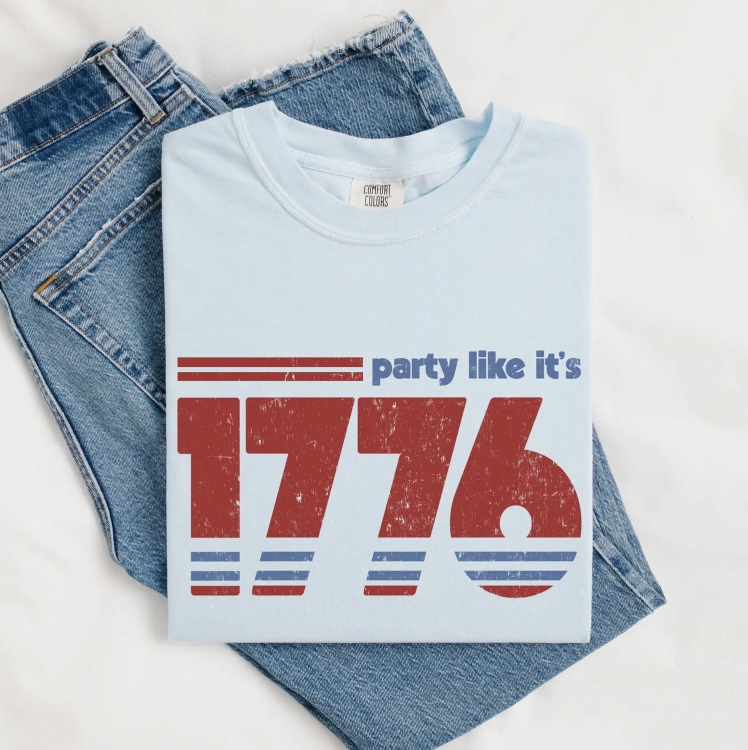 1776 Party Tee, Color: Baby Blue, Size: Small