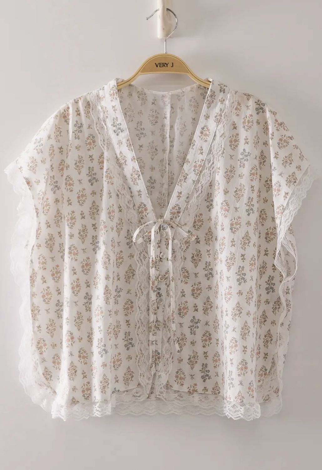 Romantic Floral Tie Blouse