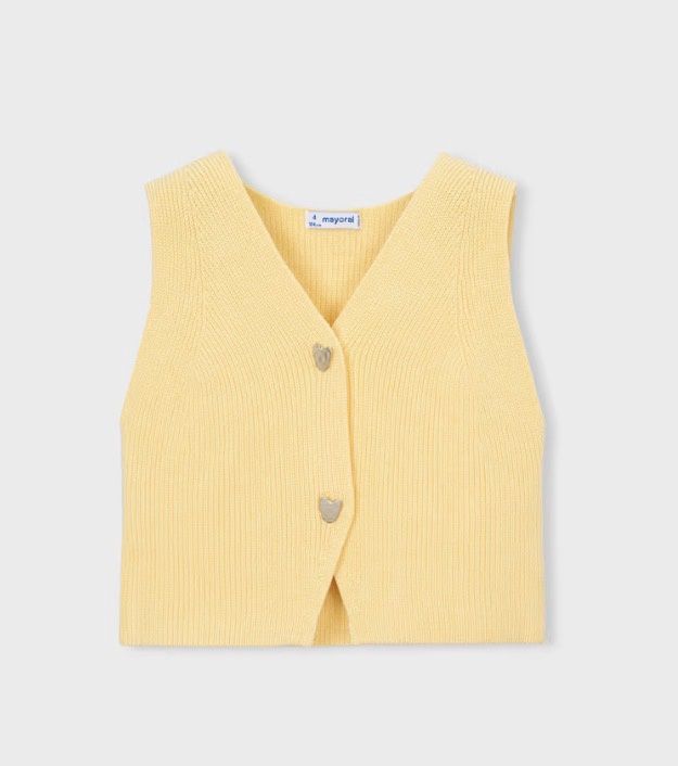 Knit Vest - Butter Yellow, Color: Butter Yellow, Size: Size 2