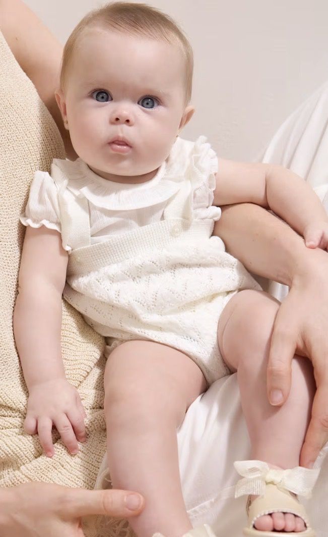 Newborn Knit Romper Set - Ellie, Color: Cream, Size: 0-1M