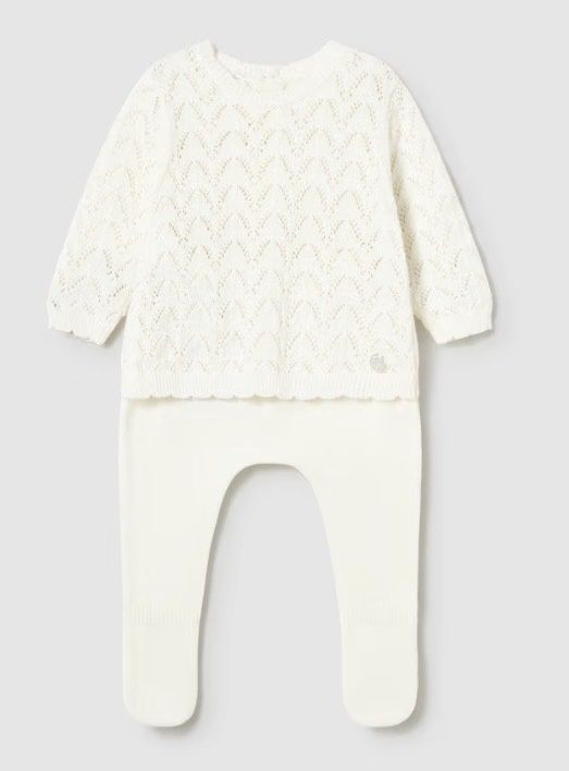 Newborn Knit Two Piece - Claire, Color: Cream, Size: 0-1M