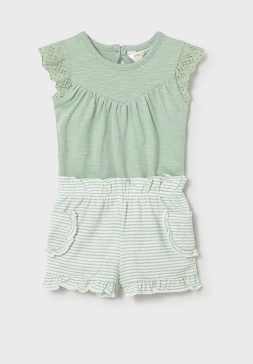 April Two Piece, Color: Green/White, Size: 0-1M