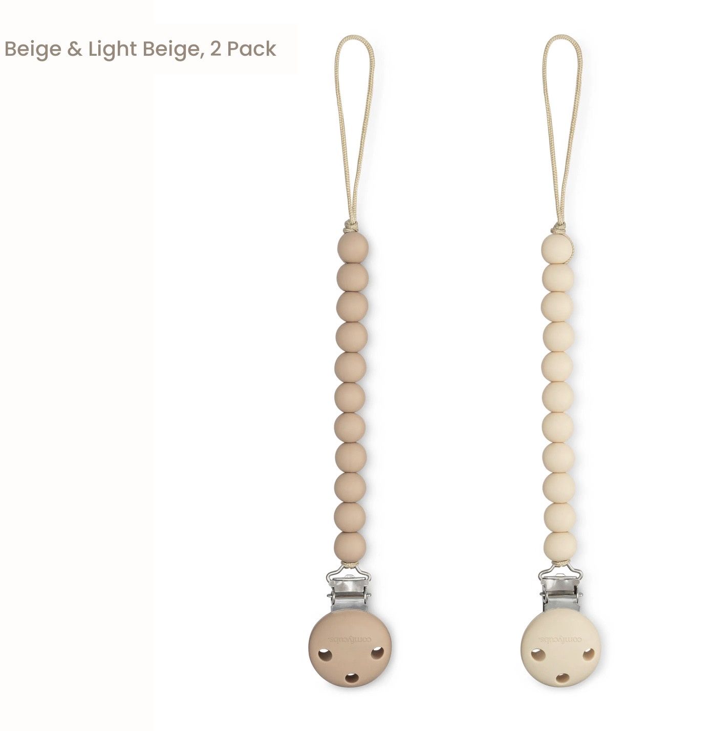 Pacifier Clips - Beige &amp; Light Beige