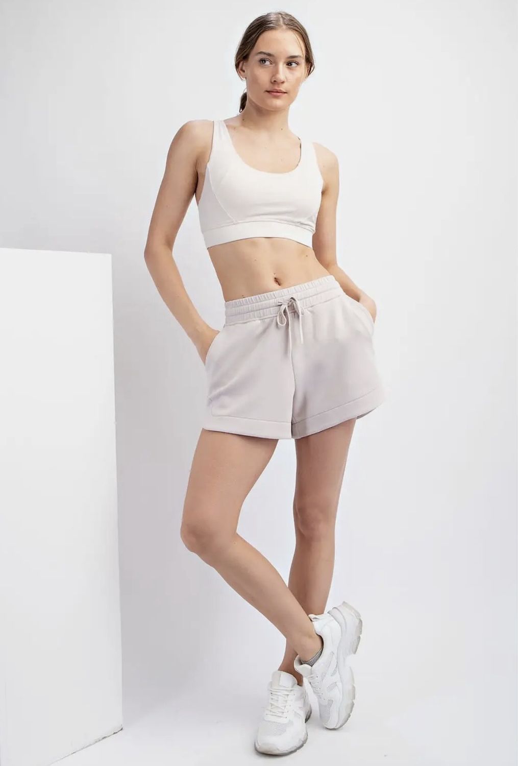 Maddie Scuba Shorts - Mocha Cream, Color: Mocha Cream, Size: Small