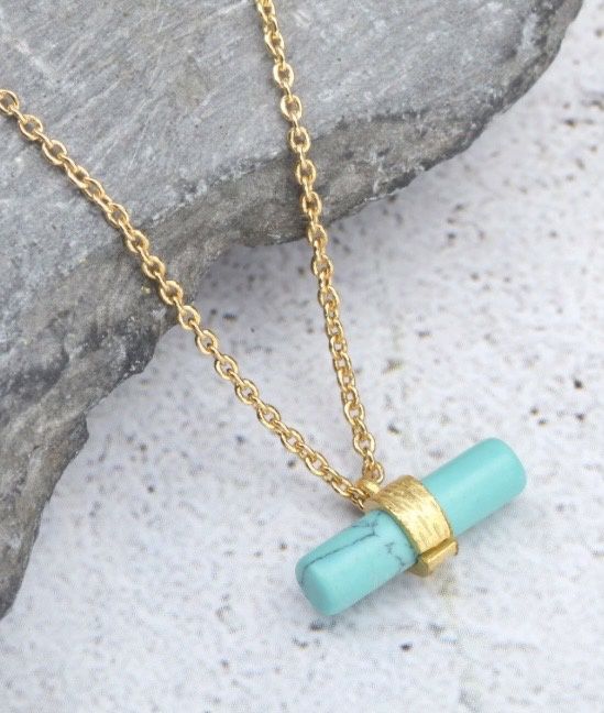 Jasmine Gemstone Necklace, Color: Turquoise Gold