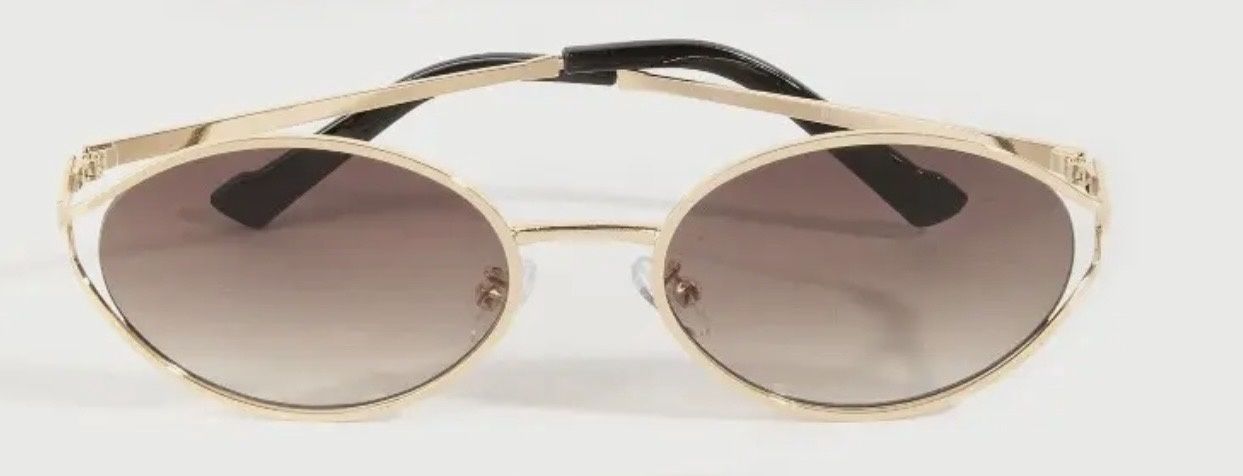 Oval Metal Frame Sunglasses, Color: Gold