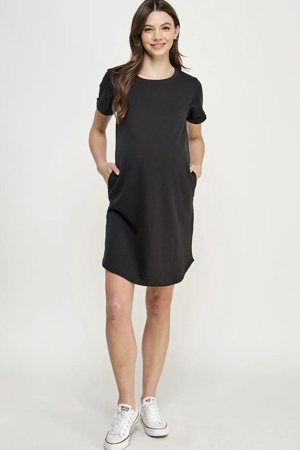 Molly T-Shirt Dress, Color: Black, Size: Small