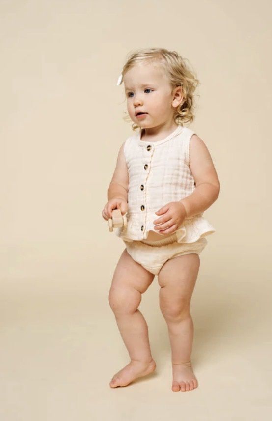 Sabrina Ruffle Tank and Bloomer Set, Color: Cream, Size: NB