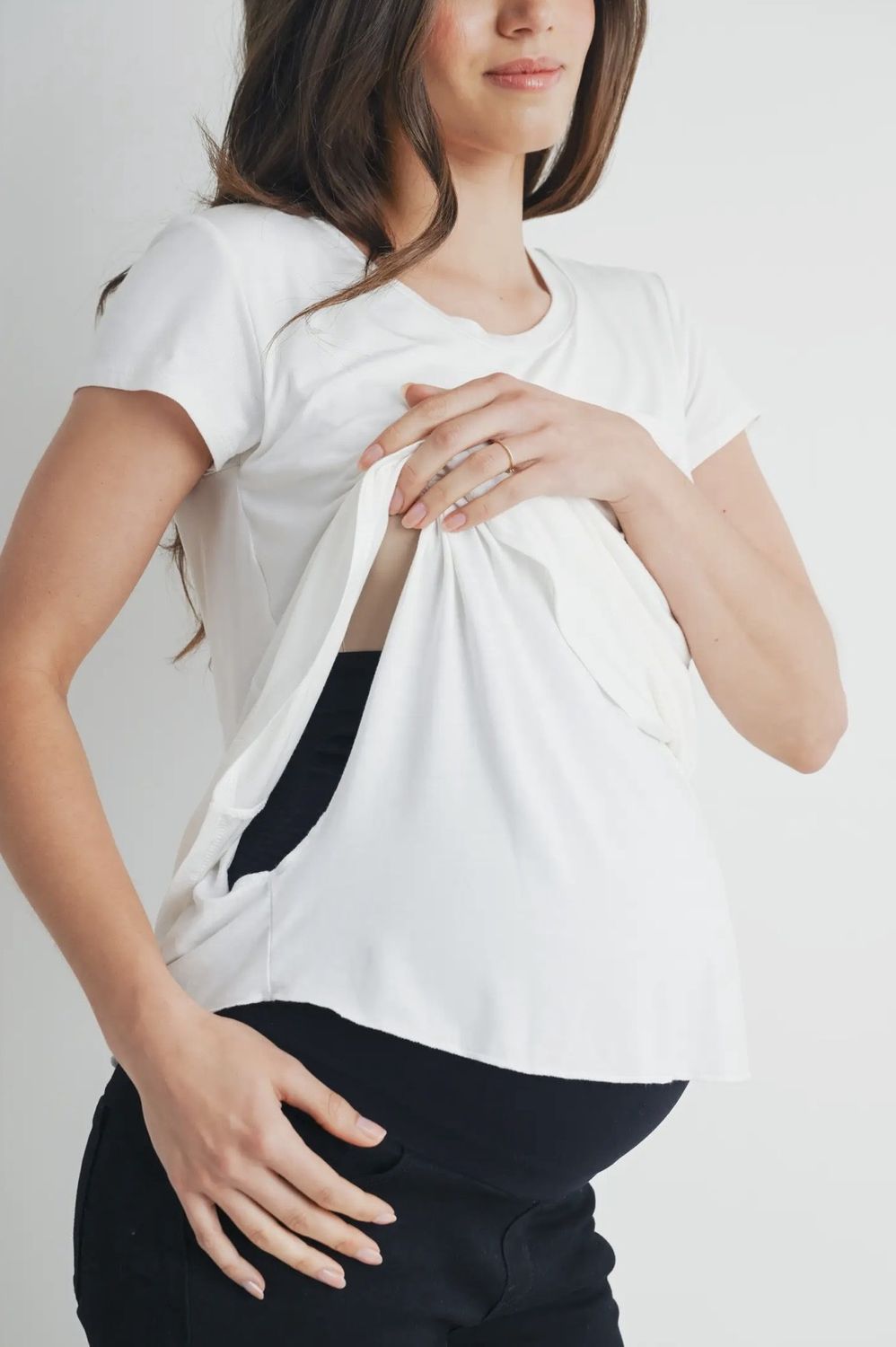 Frankie Nursing Pocket T-Shirt, Color: Ivory, Size: Small