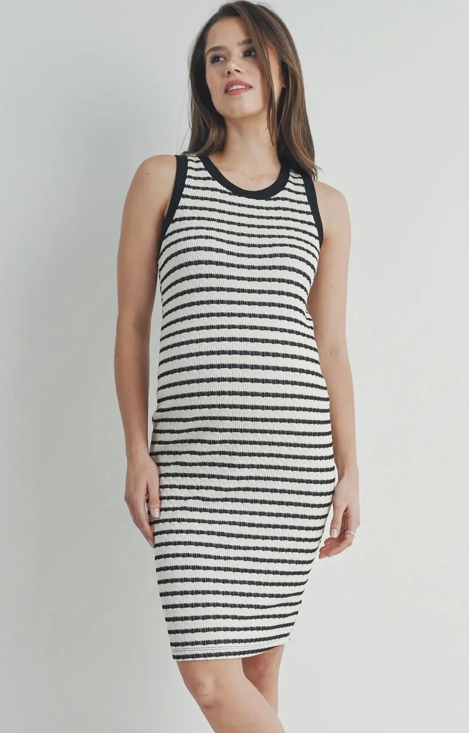 Janet Striped Bodycon Dress, Color: Cream/Black, Size: Small