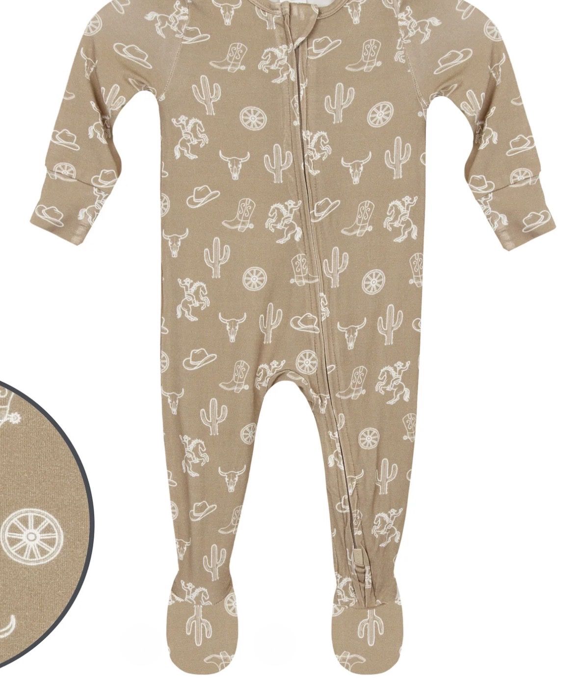 Zipper Footies - Wyatt, Color: Mocha/Western, Size: NB