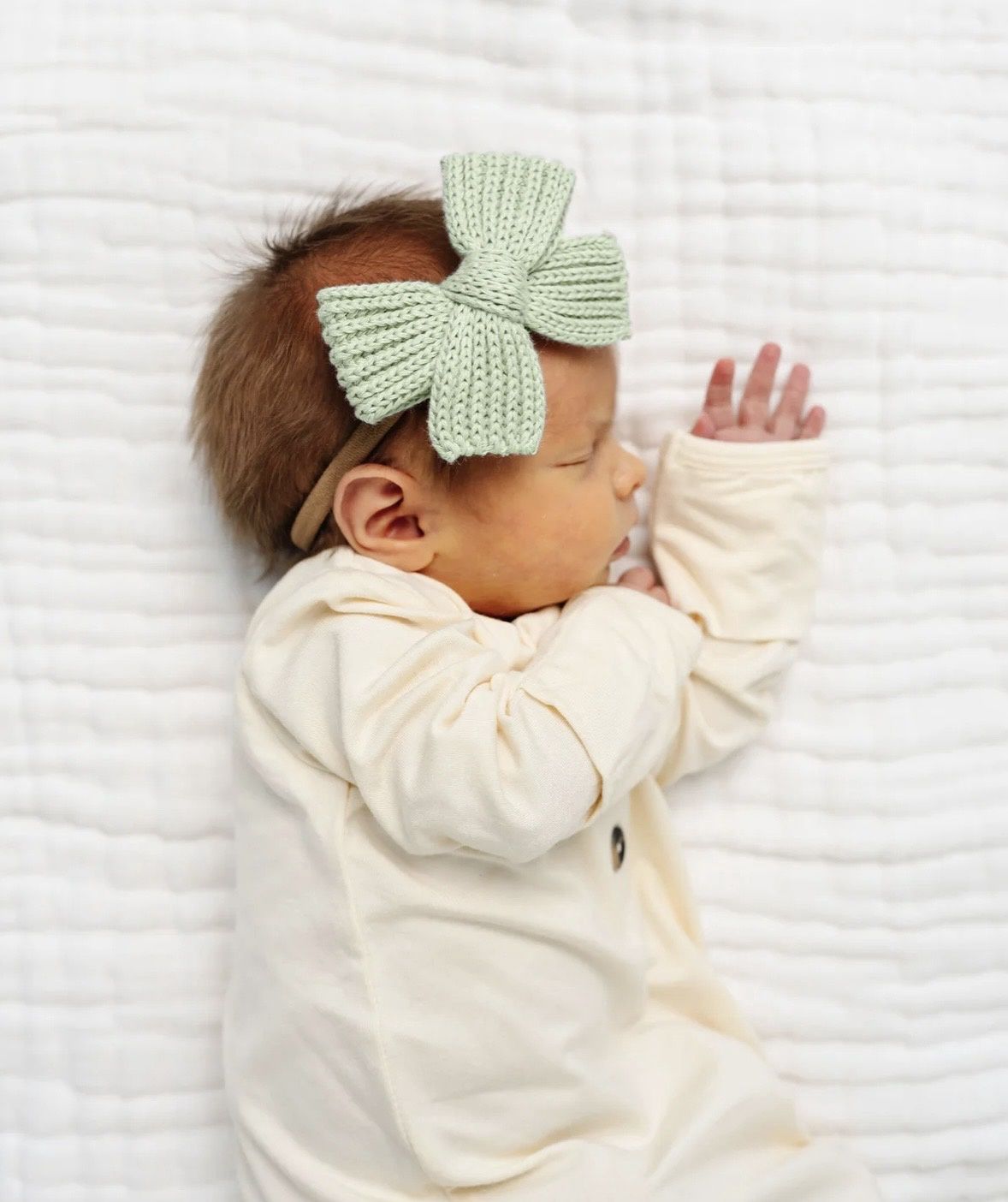Chunky Sweater Bow Headband, Color: Sage