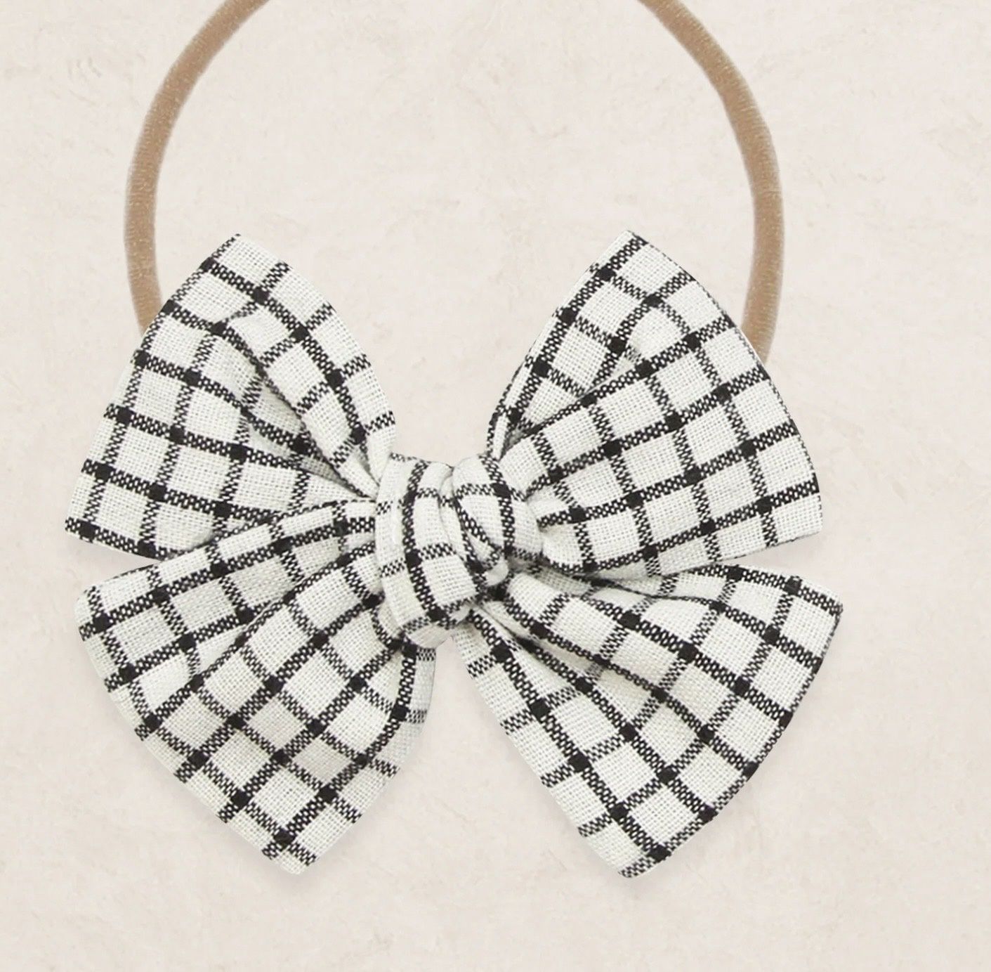 Adventure Bow Headband - Charcoal Grid