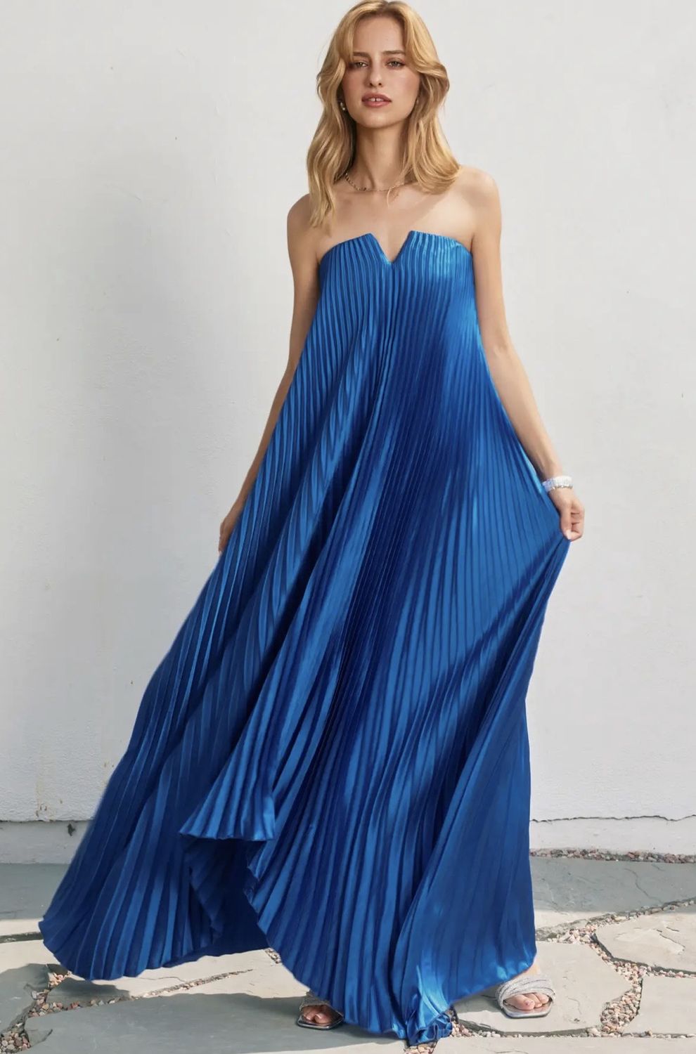 Lilah Pleated Dress - Blue