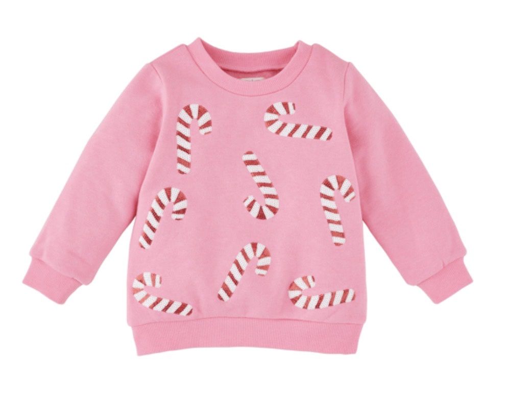Candy Cane Sweatshirt, Color: Pink, Size: S (12-18m)