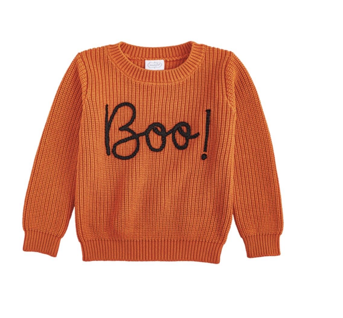 Boo Sweater, Color: Orange, Size: XS (6-12m)