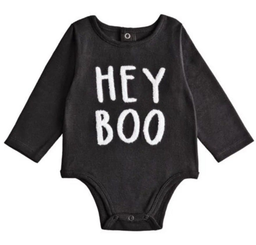 “Hey Boo” Onesie, Color: Black, Size: 3-6