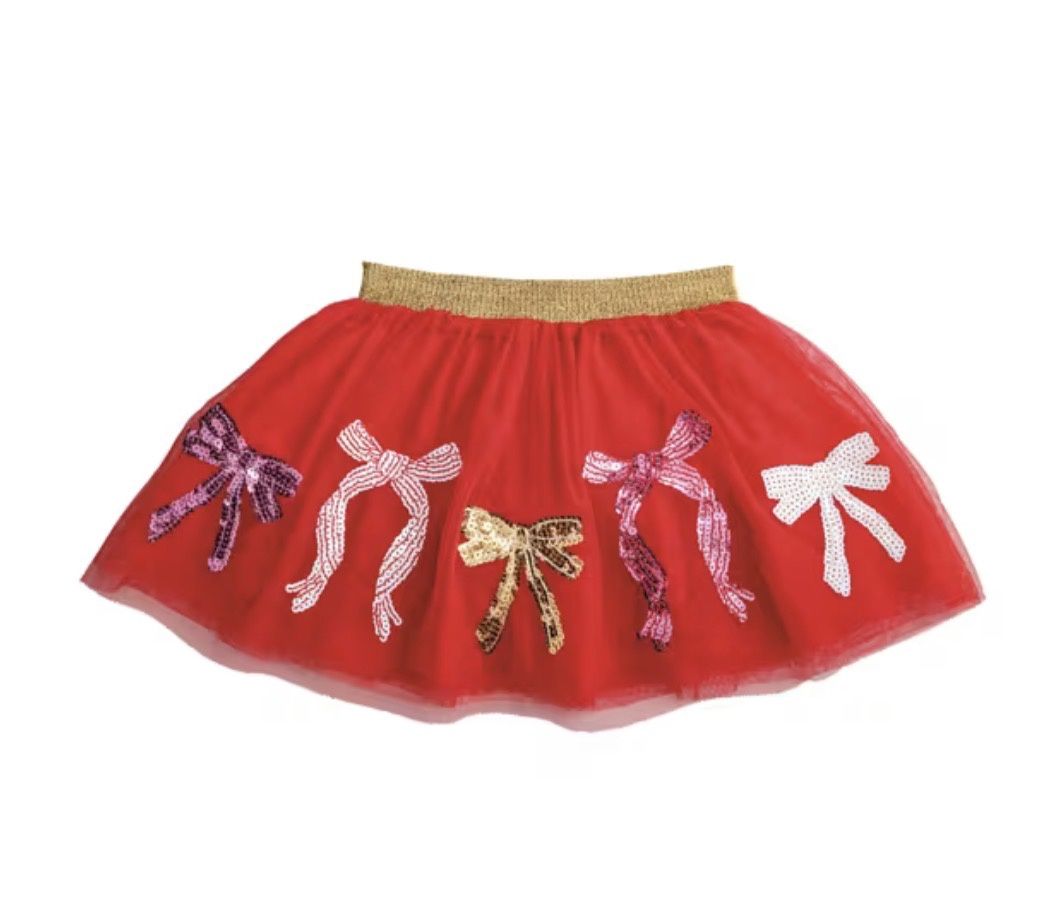 Bow Tutu - Red, Color: Pink, Size: SM (12M-2T)