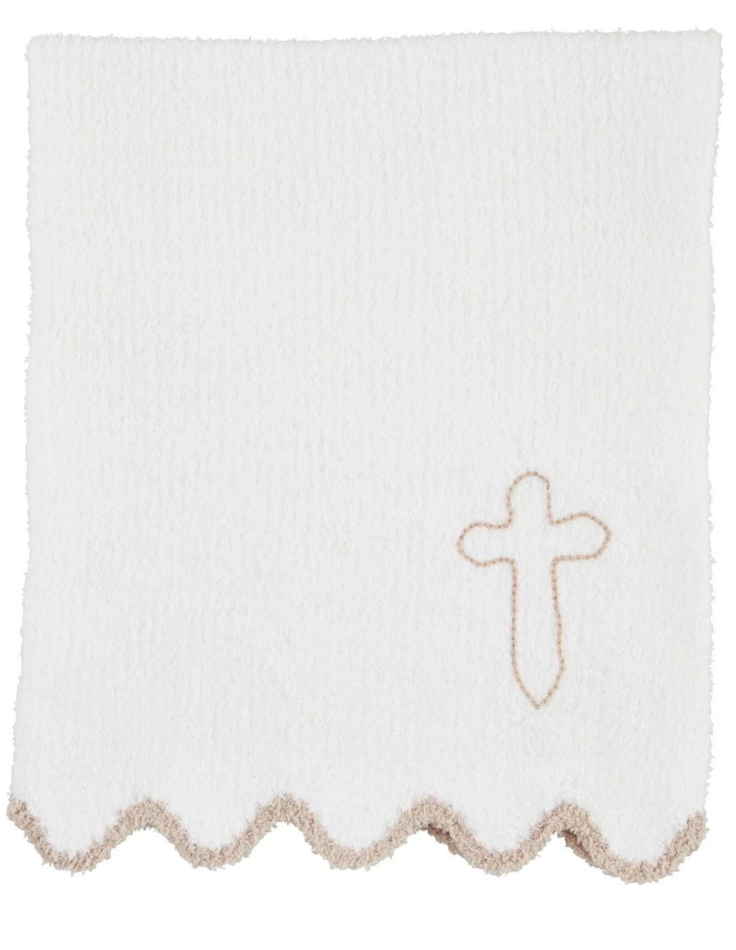 Scallop Cross Chenille Blanket, Color: White