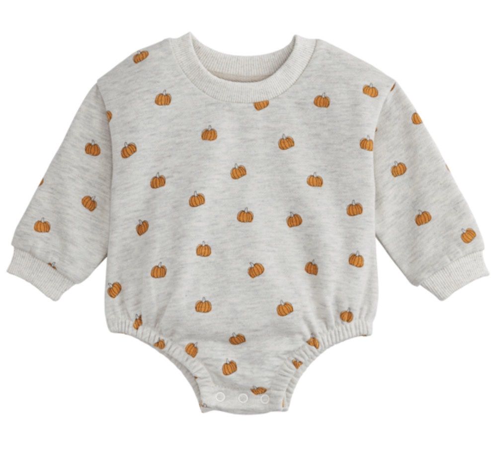 Pumpkin Sweater Onesie, Color: Grey, Size: 3-6