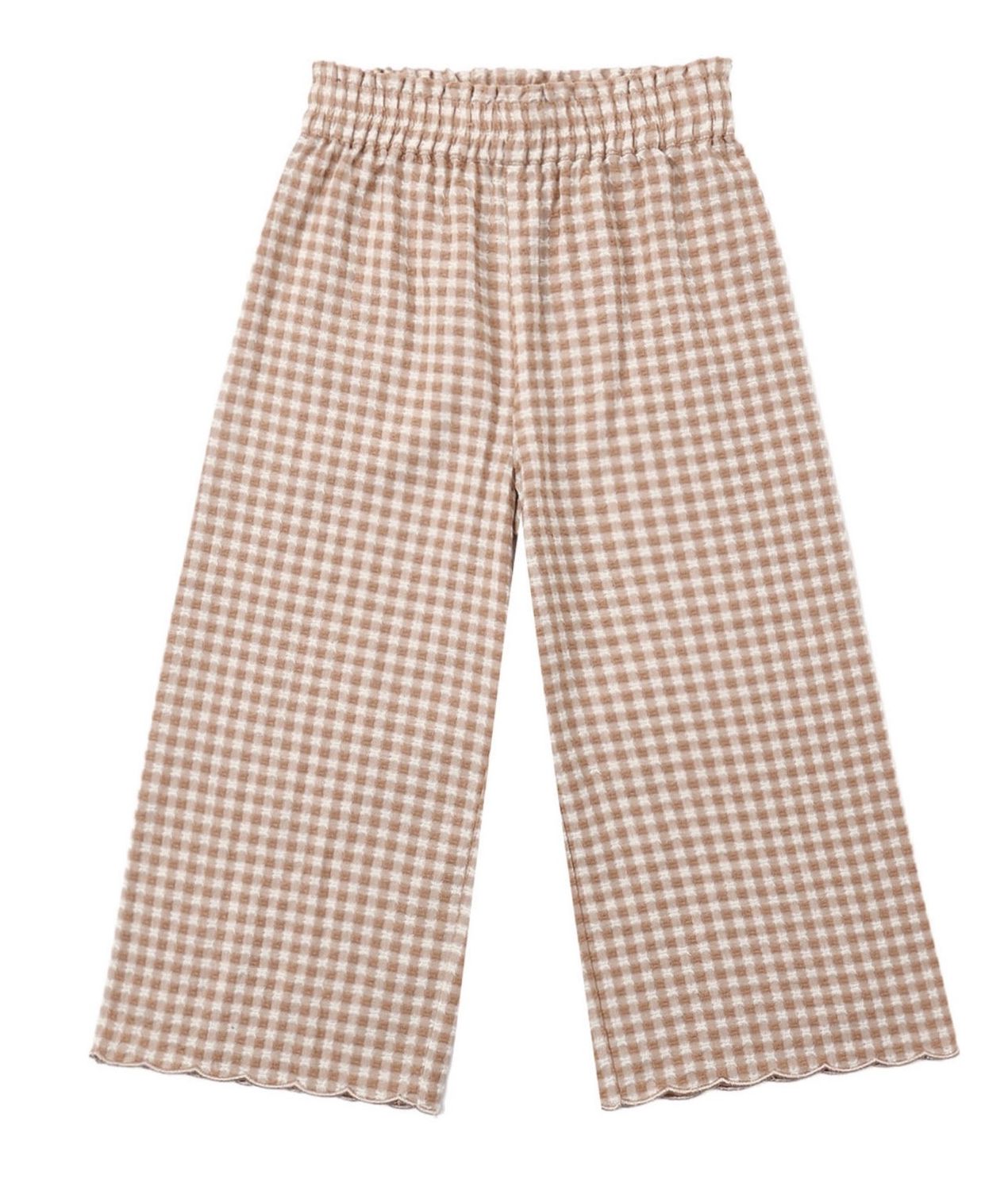 Lola Wide Leg Pant, Color: Fawn Gingham, Size: 2-3Y