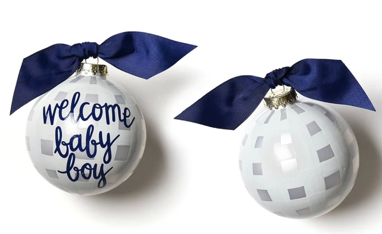 Welcome Baby Boy Gingham Ornament