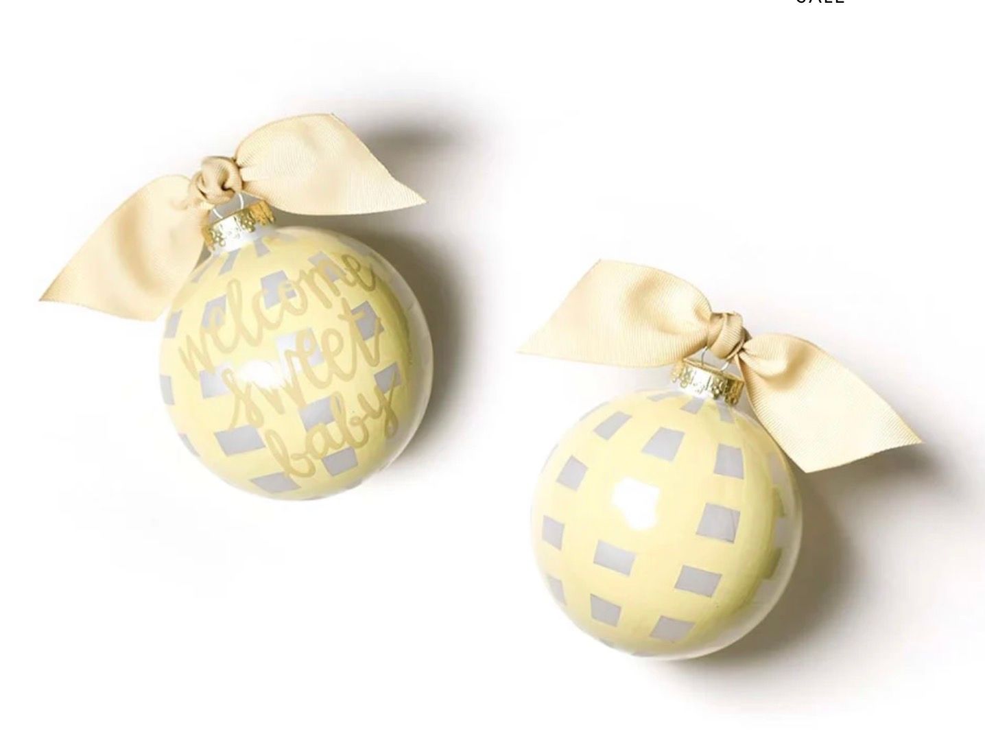 Welcome Sweet Baby Gingham Ornament