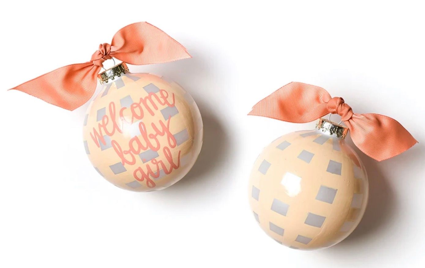 Welcome Baby Girl Gingham Ornament