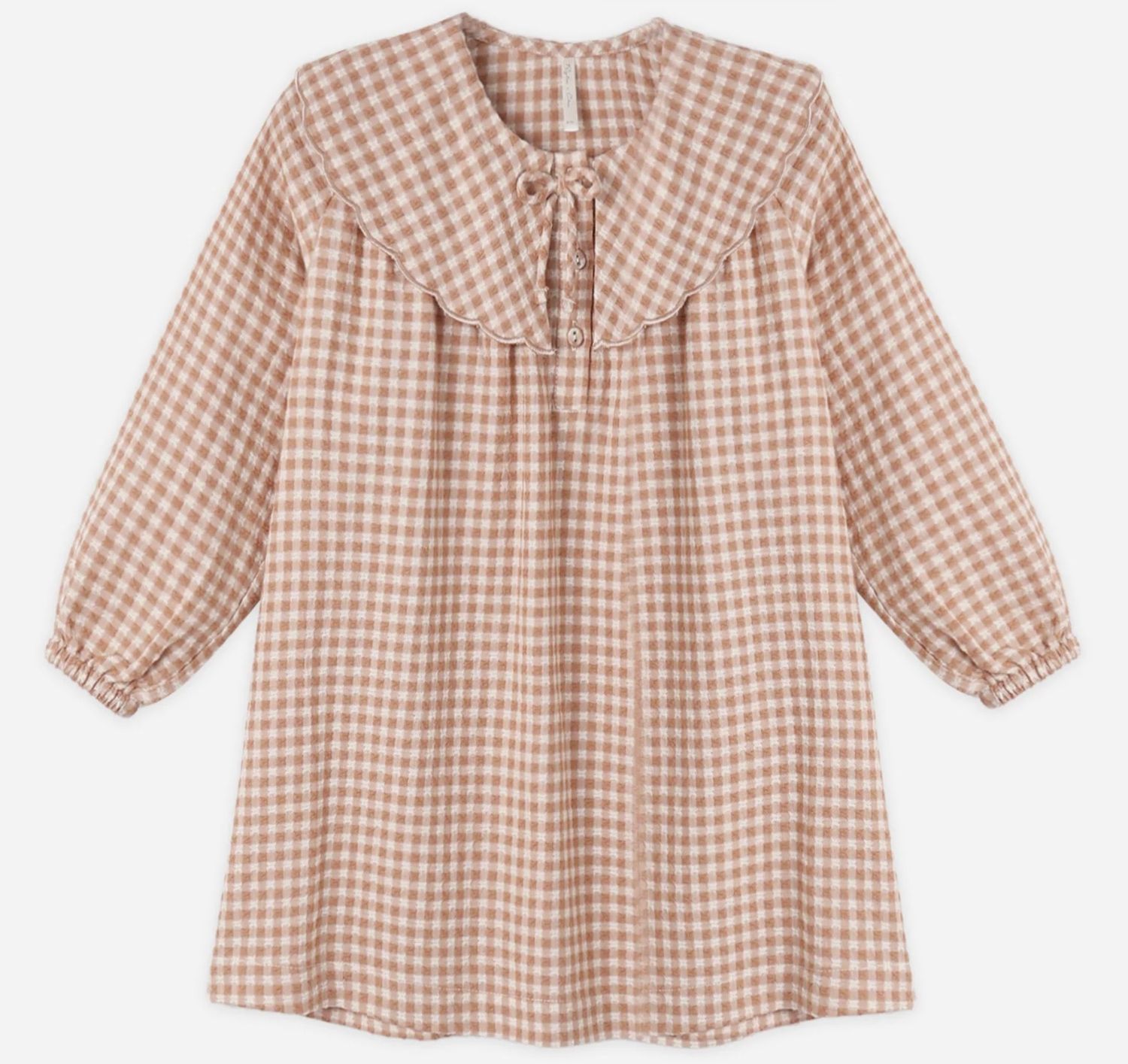 Collette Mini Dress, Color: Fawn Gingham, Size: 2-3Y