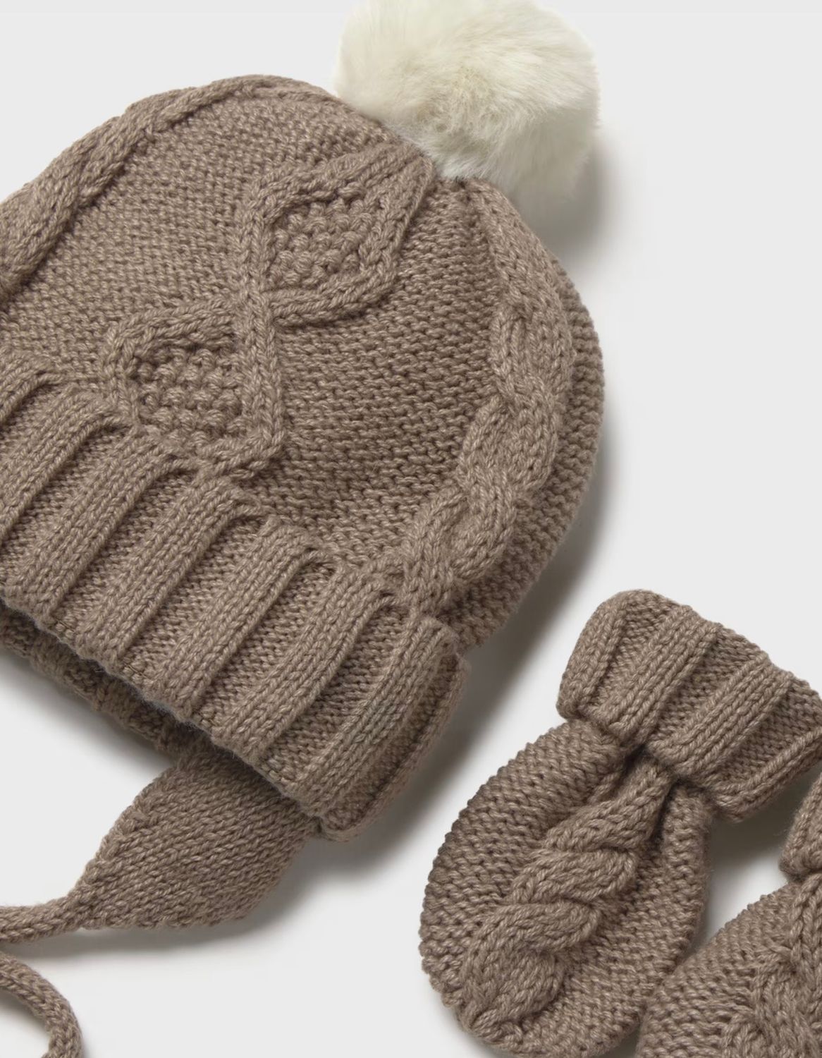 Hat &amp; Mittens Set, Color: Brownie, Size: 3M