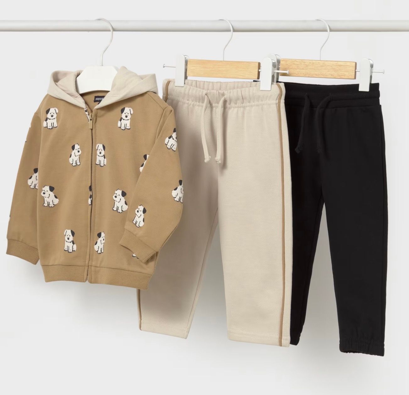 Puppy Tracksuit, Color: Taupe/Black, Size: 6M
