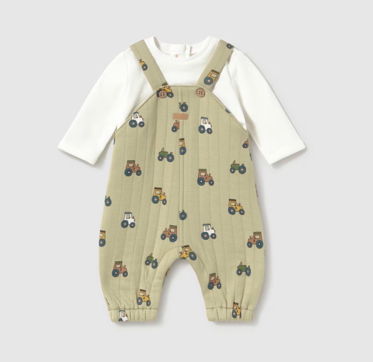 Tractor Romper, Color: Sage, Size: 1-2M