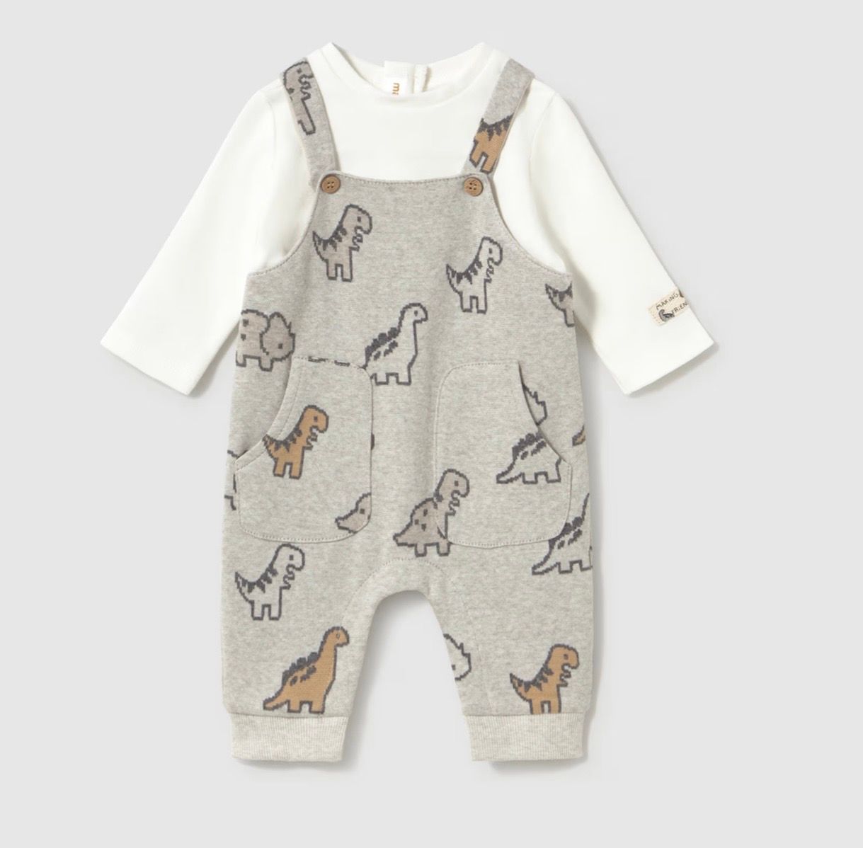 Dinosaur Romper, Color: Grey, Size: 1-2M