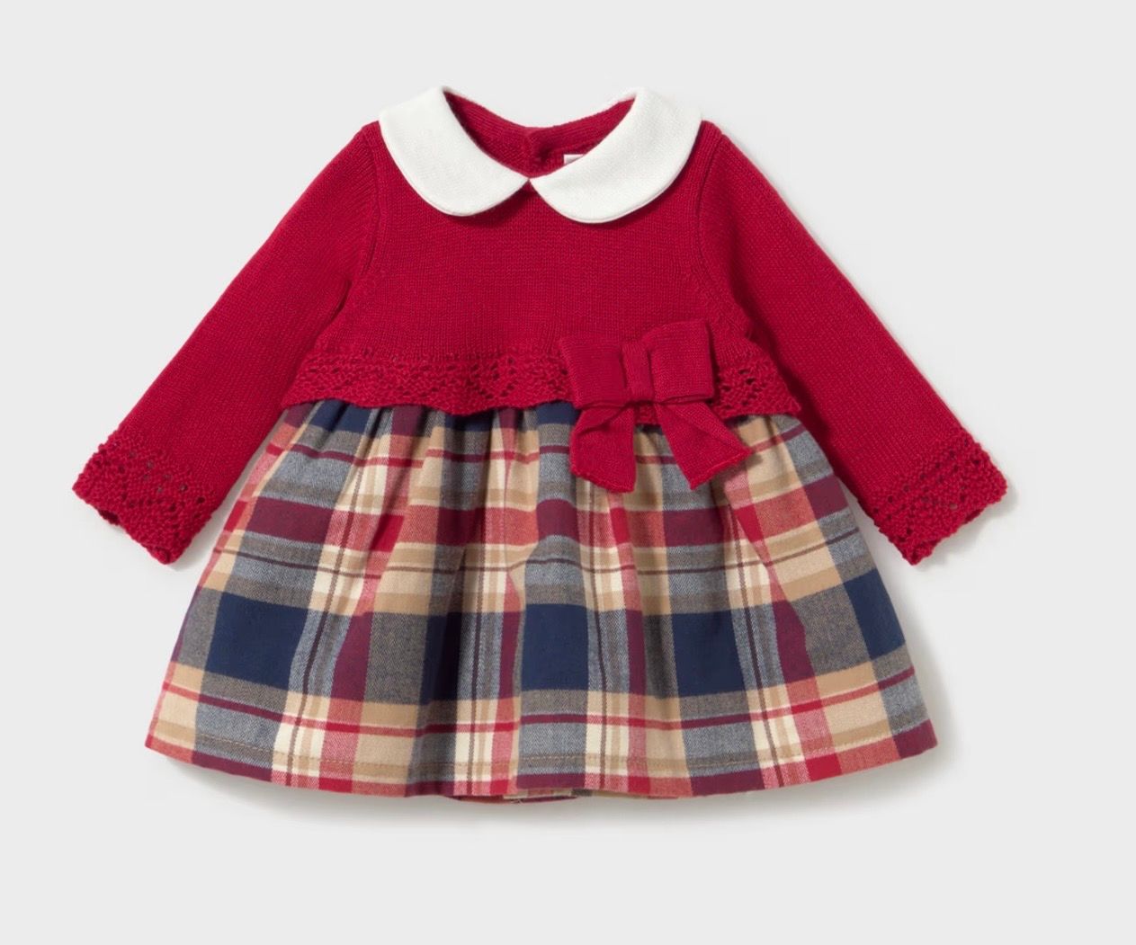 Sylvia Plaid Dress, Color: Red, Size: 1-2M