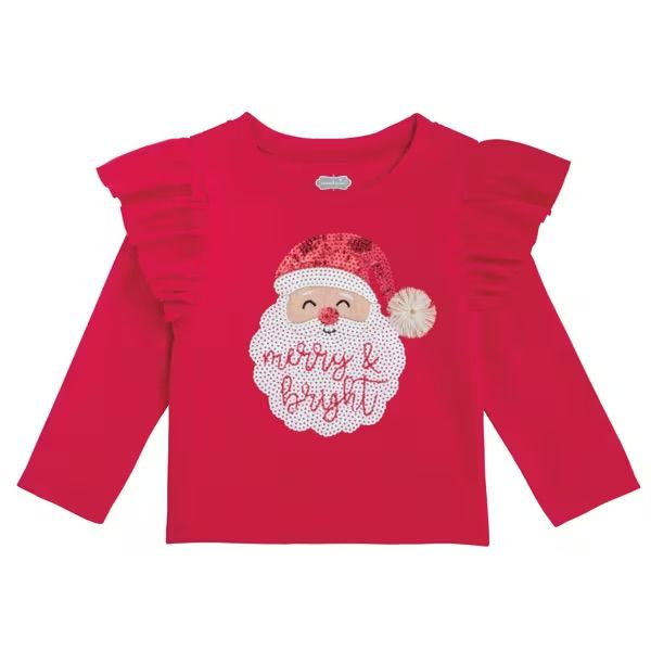 Red Sparkle Santa Tee, Size: Small 12-18M