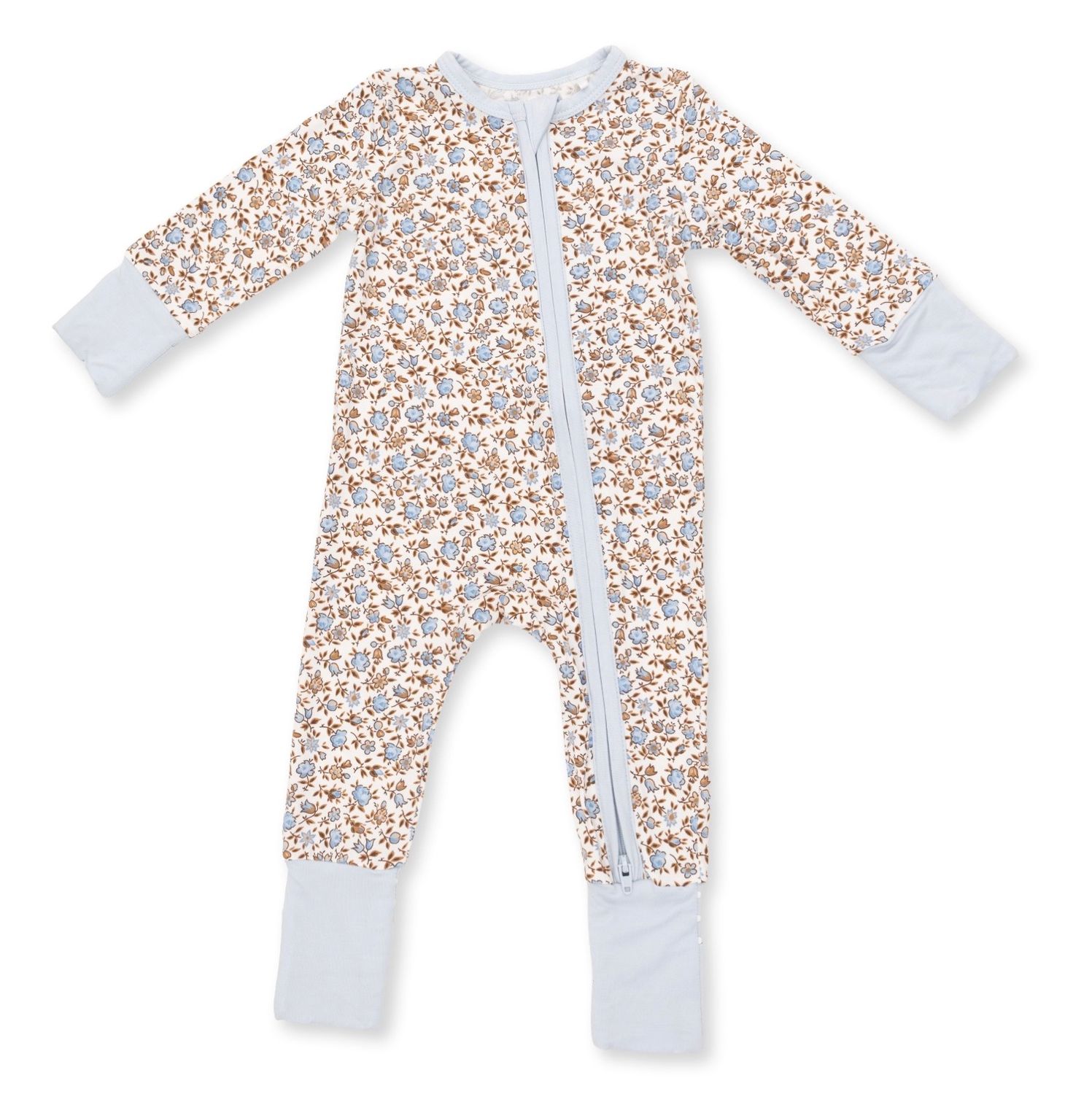 Hazel Floral Sleeper, Color: Ivory/Blue, Size: 0-3M