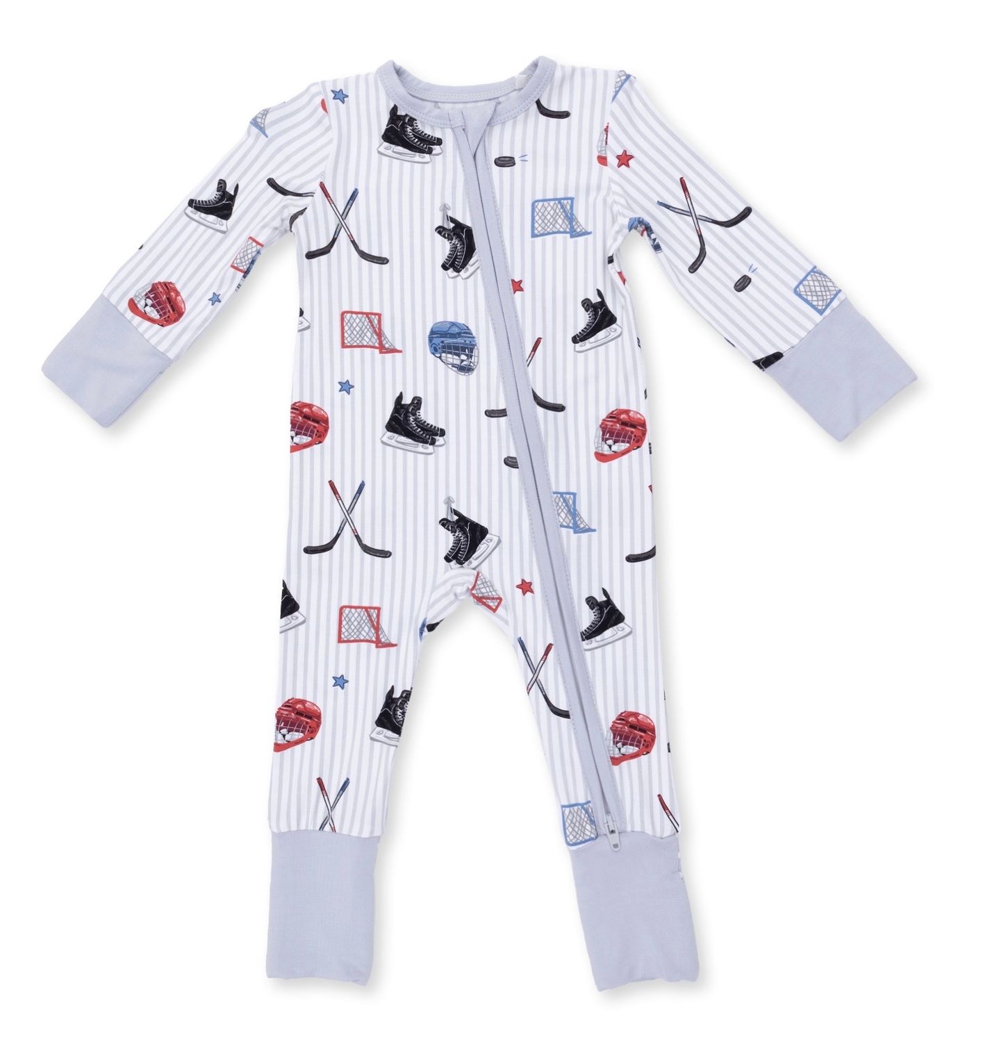Hockey Stripe Sleeper, Color: Navy/Gray, Size: 0-3M