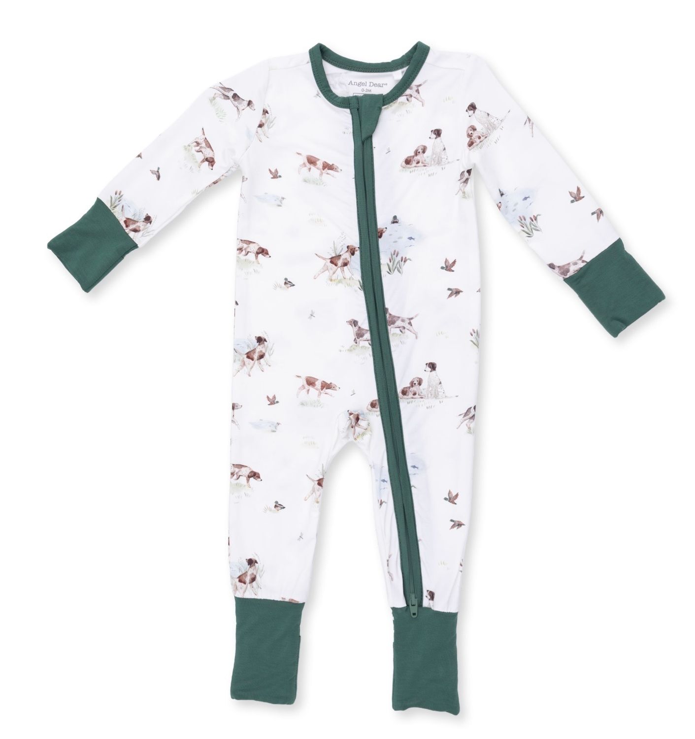 Pointer Pups Sleeper, Color: Ivory/Green, Size: 0-3M