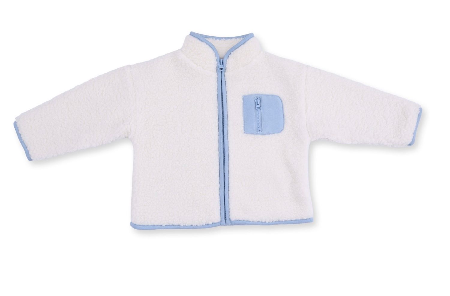 Steven Sherpa Jacket, Color: Cream/Blue, Size: 6-12M