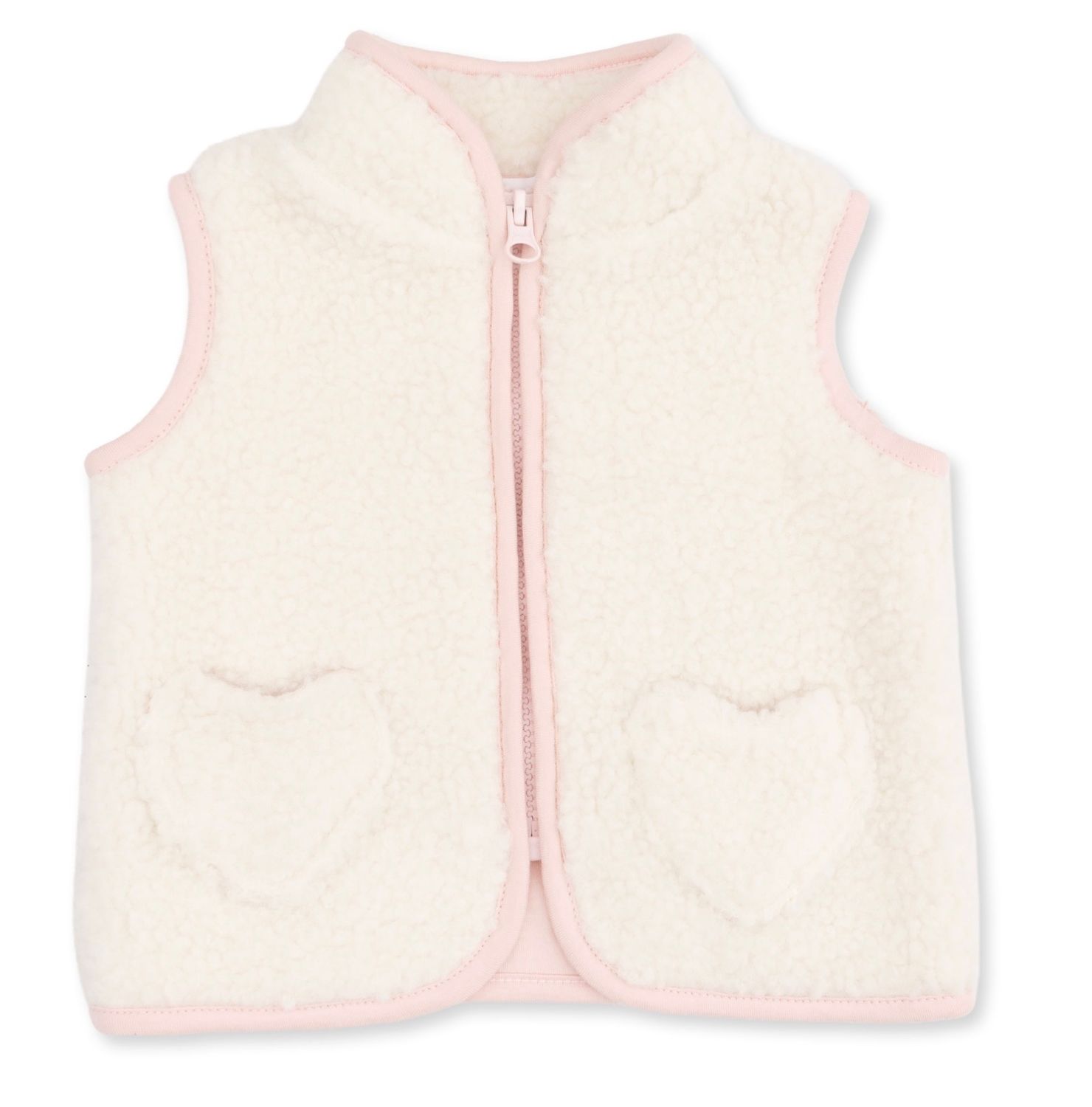 Sally Heart Zip Vest, Color: Cream/Pink, Size: 6-12M