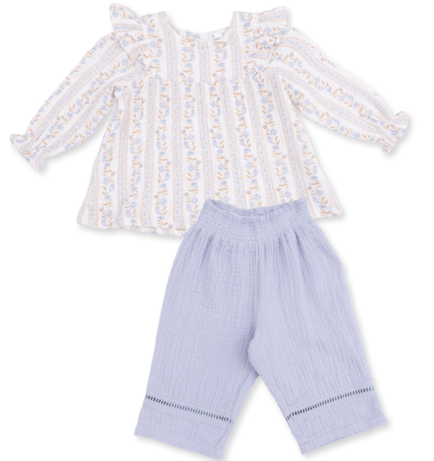 Catarina Floral Set, Color: Cream/Blue, Size: 12-18M