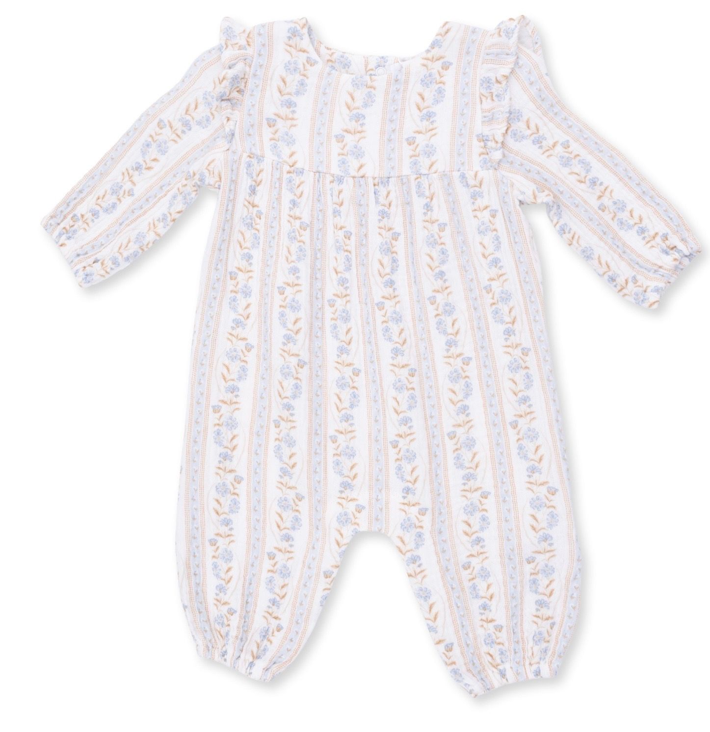 Katie Floral Romper, Color: Cream/Blue, Size: 0-3M