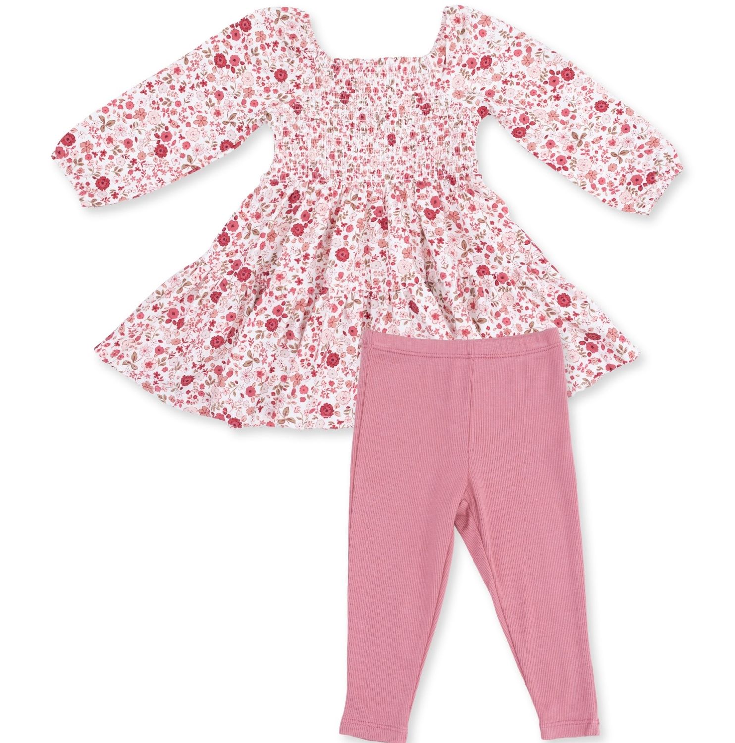 Sabrina Floral Dress Set, Color: Ivory/Rose, Size: 6-12M