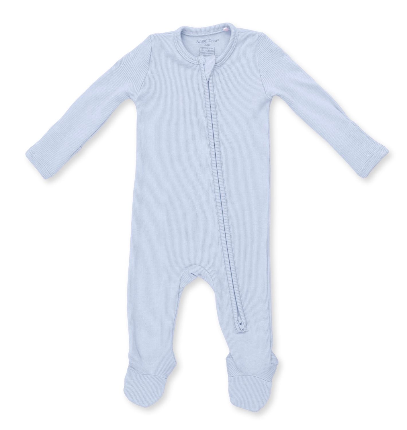 Zipper Footie - Blue Rib, Color: Blue, Size: 0-3M