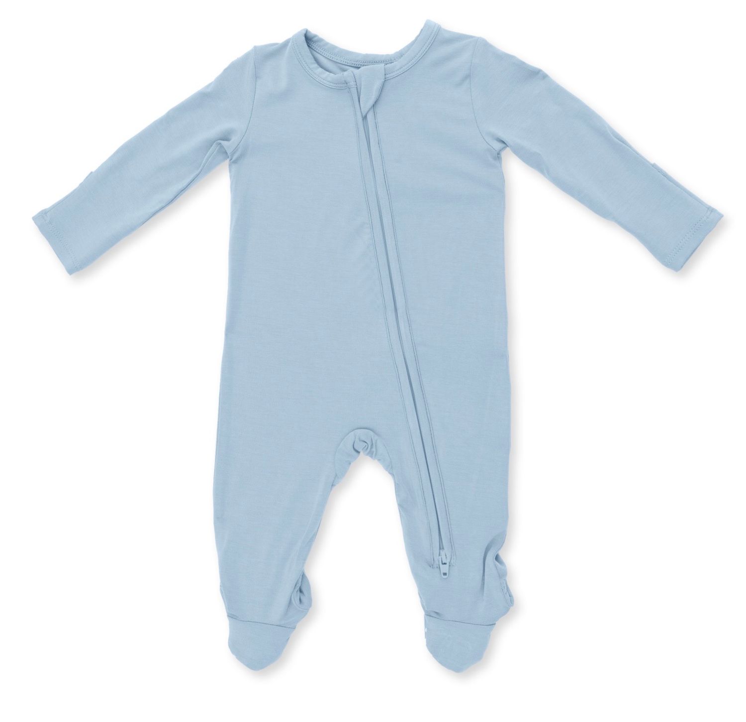 Zipper Footie - Stone Blue, Color: Blue, Size: 0-3M